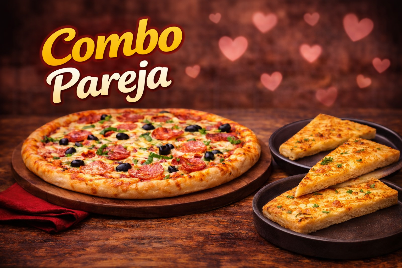 Promo pareja con pizza grande y fainá